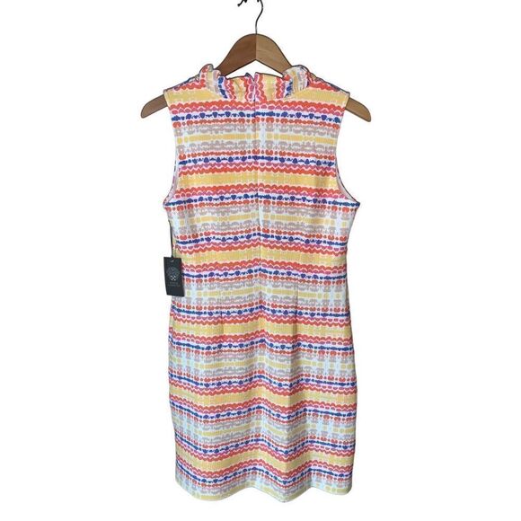 Vince Camuto Bullet Shift Ruffled V-neck Mini Dress - Picture 2 of 9